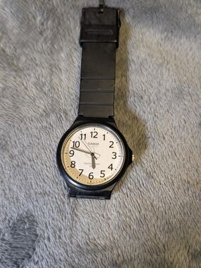 Casio Black Resin Analog Watch with White Dial